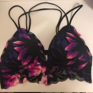 Black floral bra